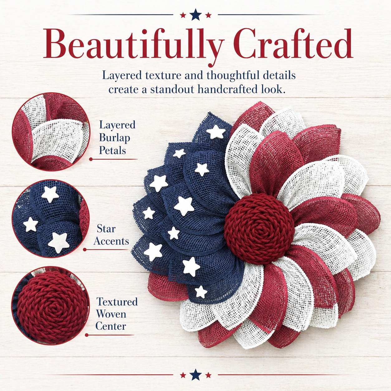 Patriotic Burlap Flower Wreath