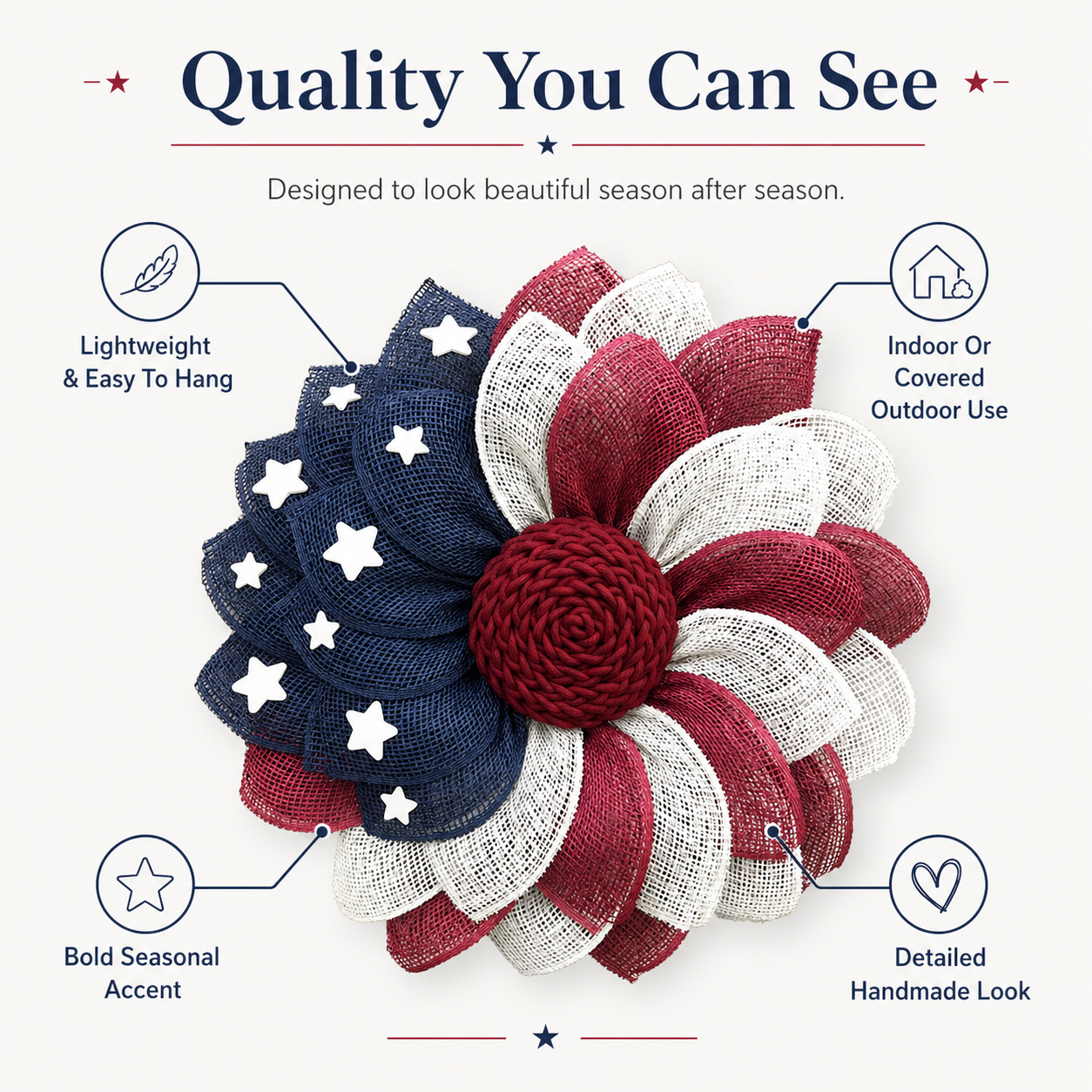 Patriotic Burlap Flower Wreath