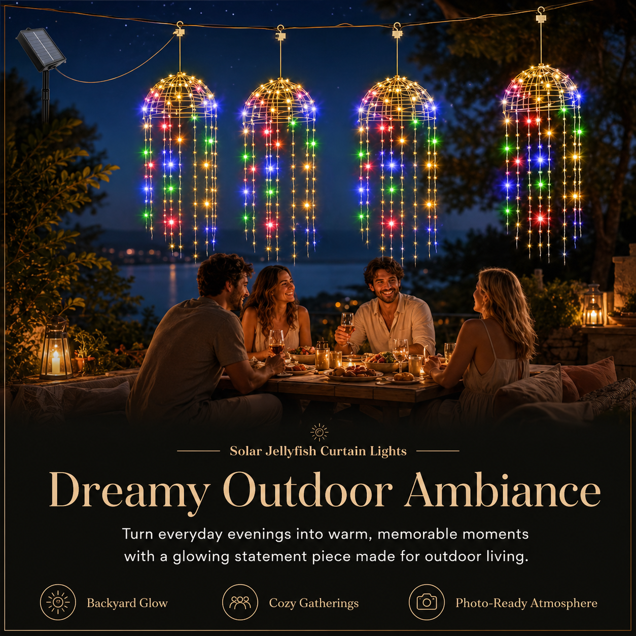 4 Hanging Lights Solar Jellyfish Curtain Lights