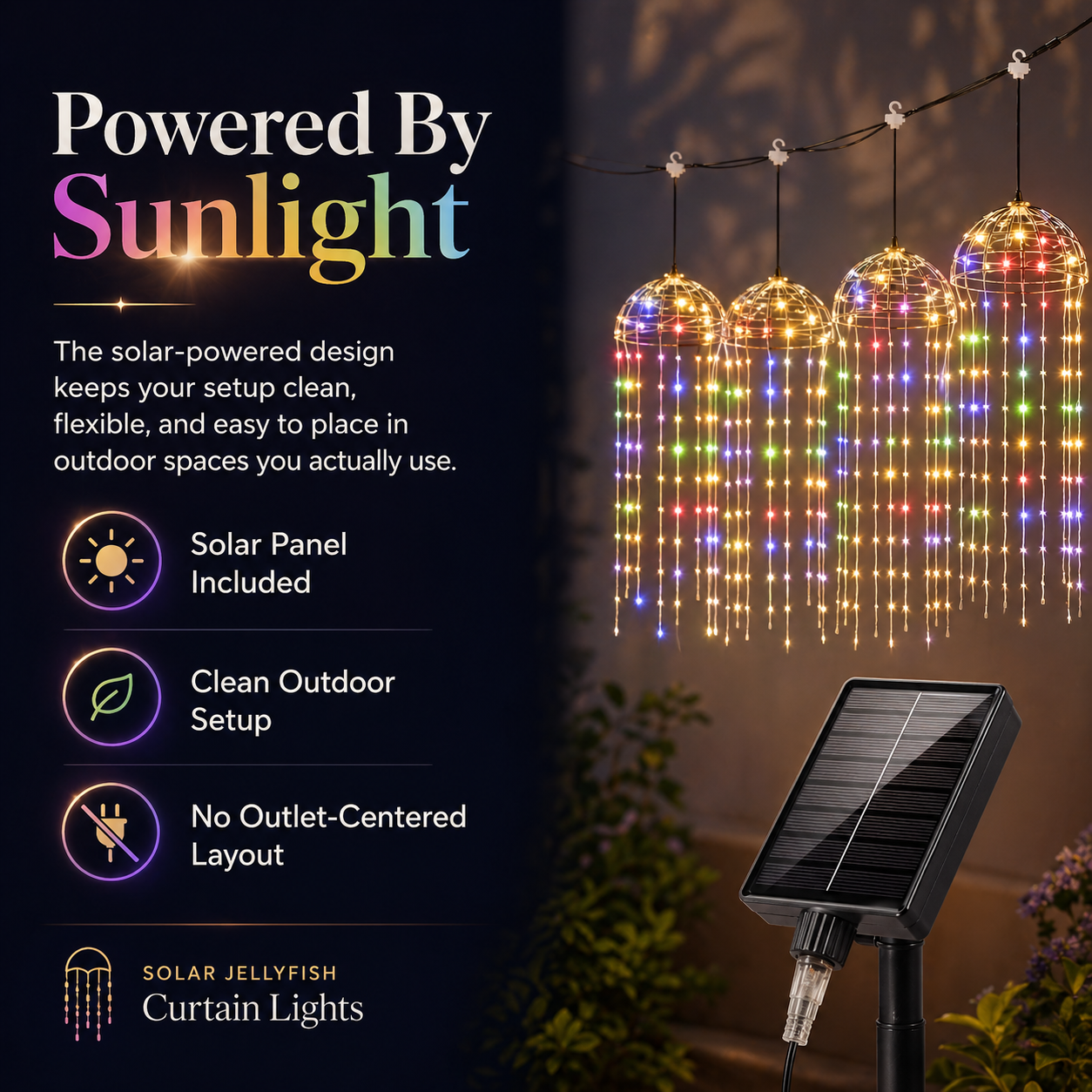 4 Hanging Lights Solar Jellyfish Curtain Lights