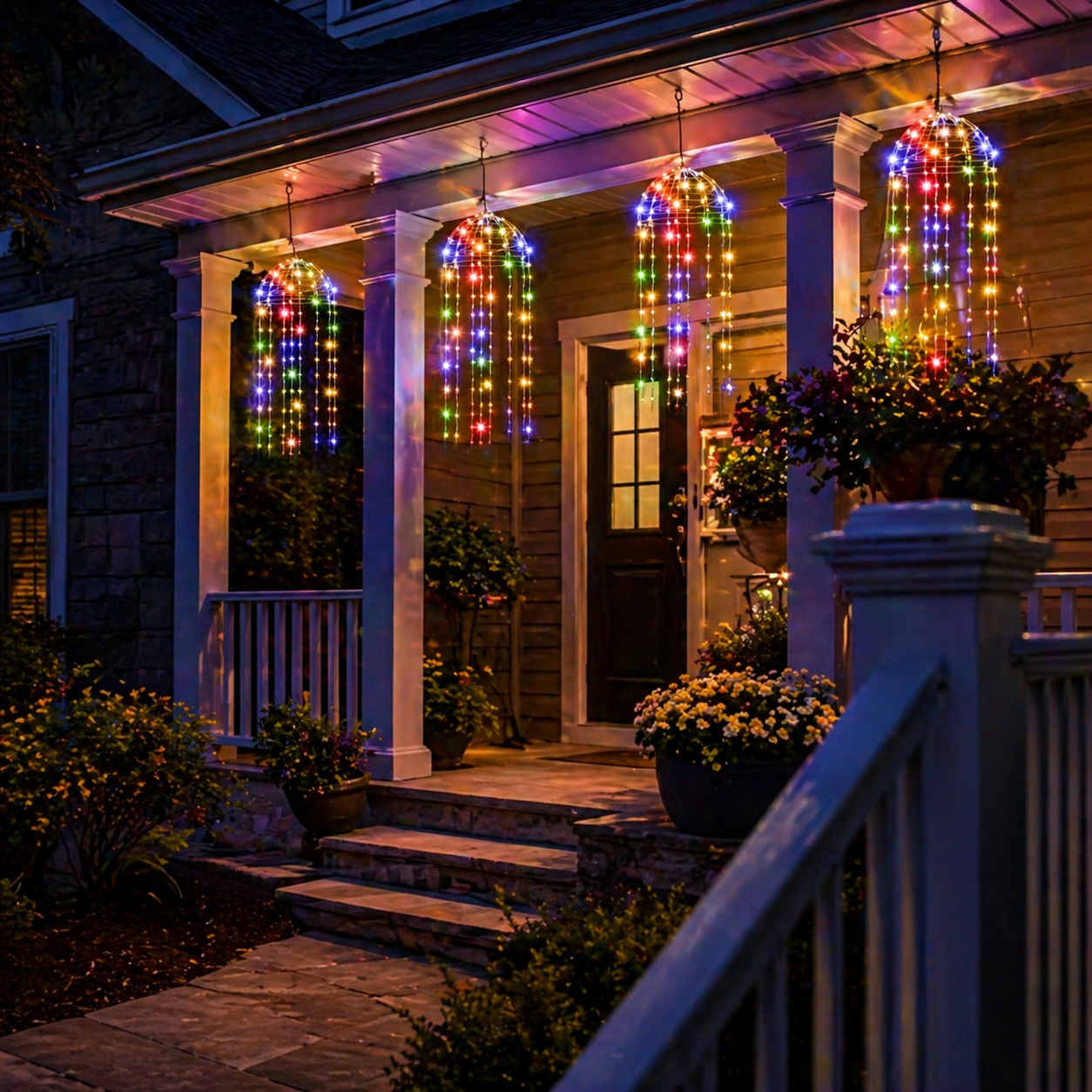4 Hanging Lights Solar Jellyfish Curtain Lights