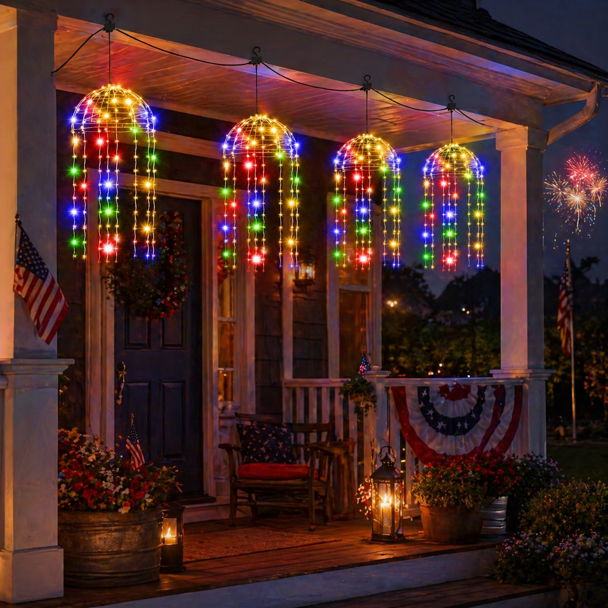 4 Hanging Lights Solar Jellyfish Curtain Lights