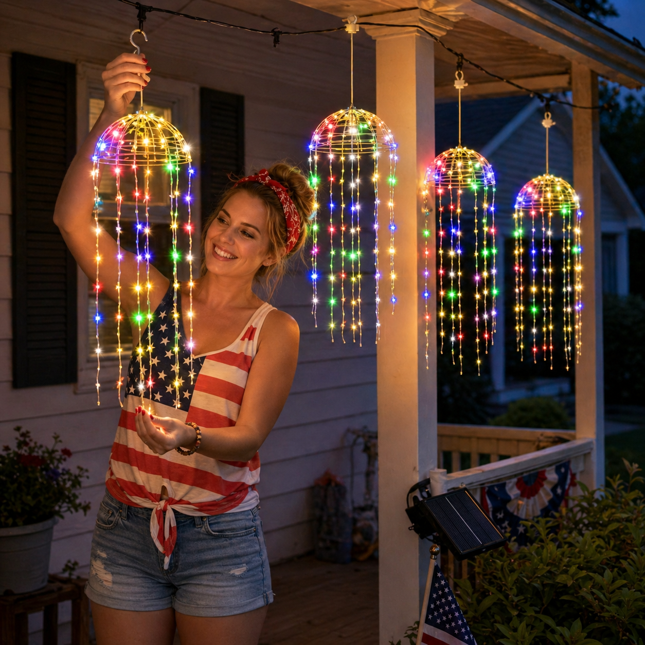 4 Hanging Lights Solar Jellyfish Curtain Lights