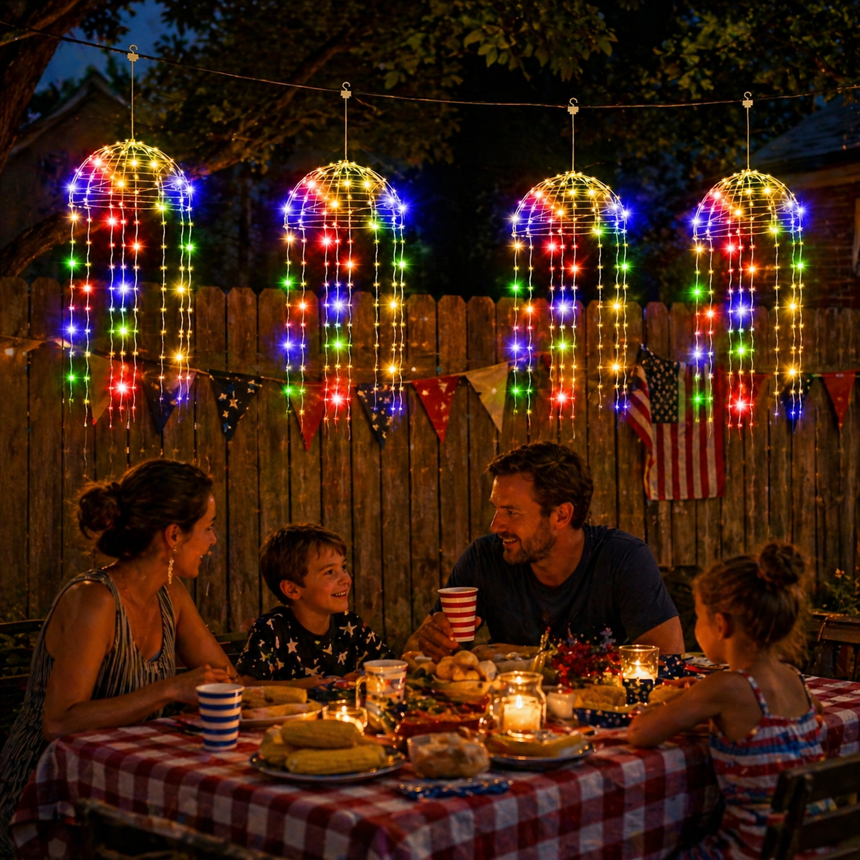 4 Hanging Lights Solar Jellyfish Curtain Lights