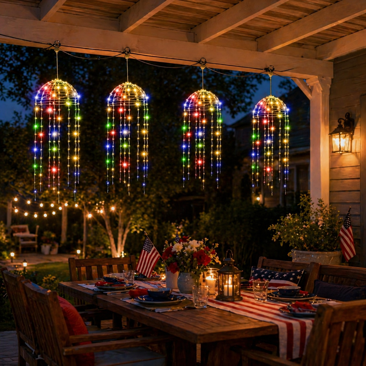 4 Hanging Lights Solar Jellyfish Curtain Lights