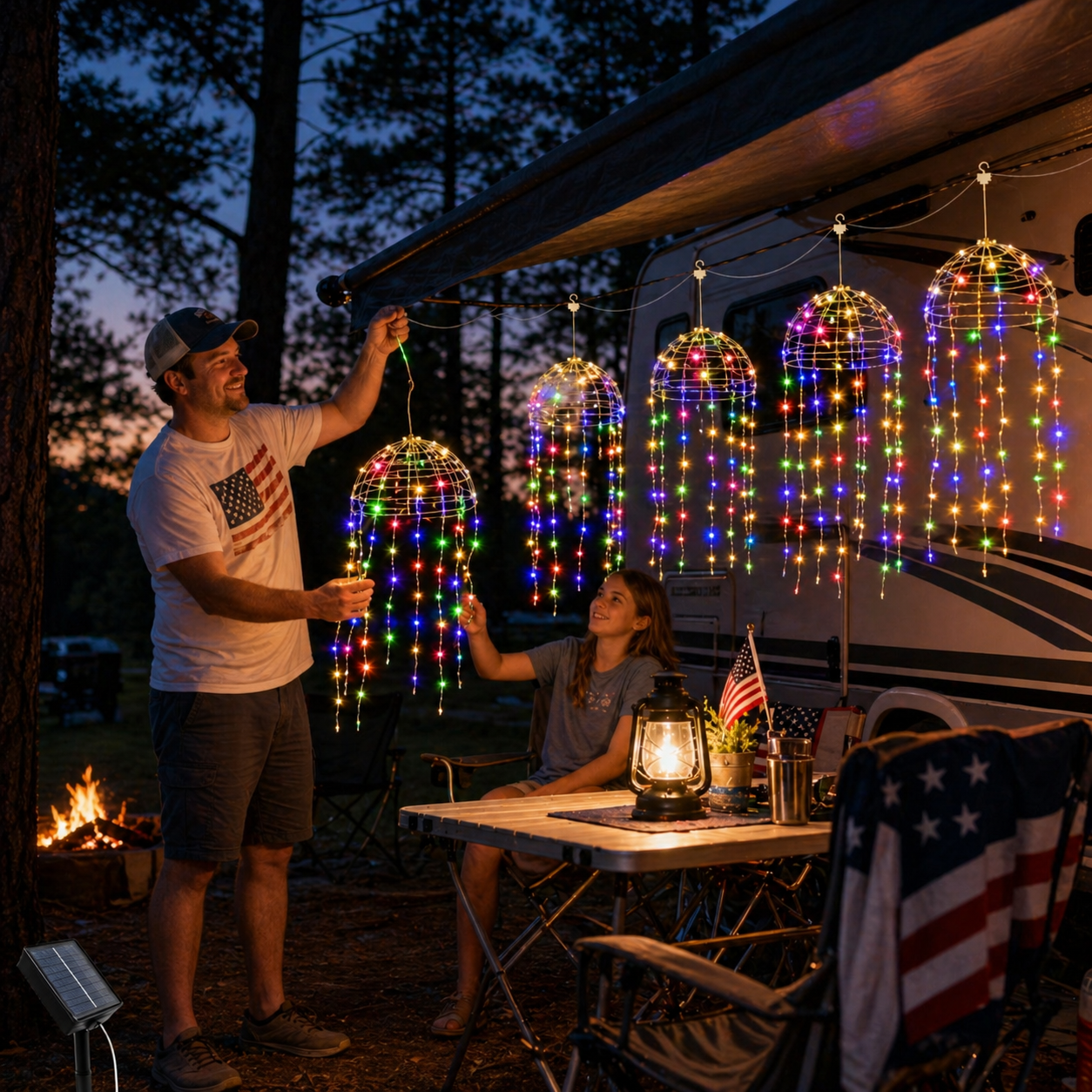 4 Hanging Lights Solar Jellyfish Curtain Lights