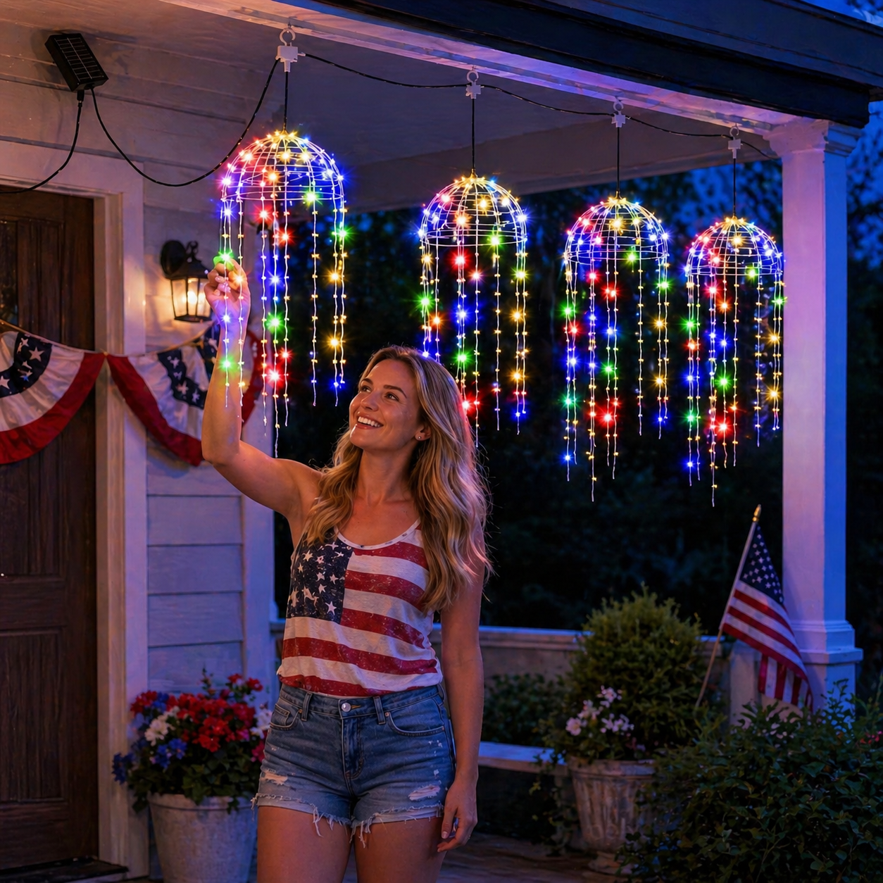 4 Hanging Lights Solar Jellyfish Curtain Lights