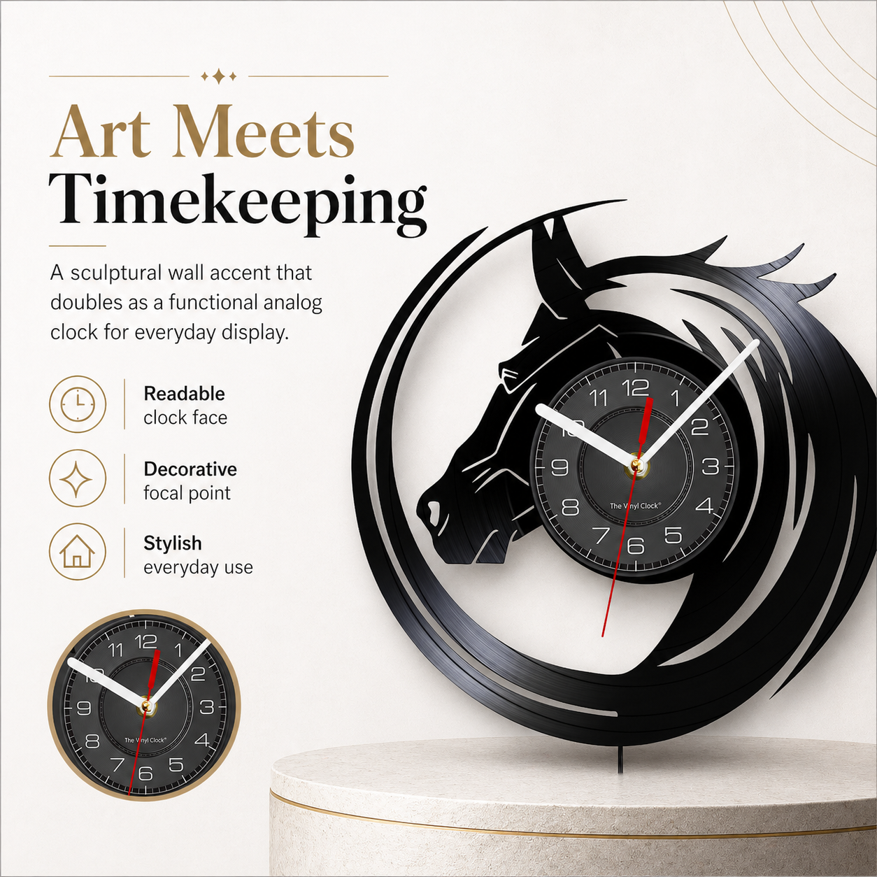 Mustang Spirit Abstract Horse Wall Clock