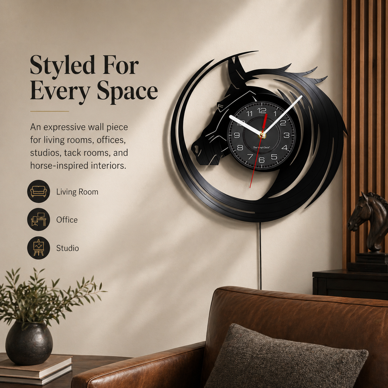 Mustang Spirit Abstract Horse Wall Clock