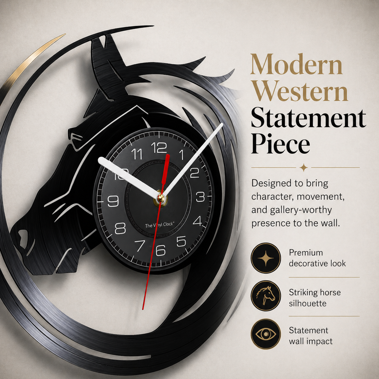 Mustang Spirit Abstract Horse Wall Clock