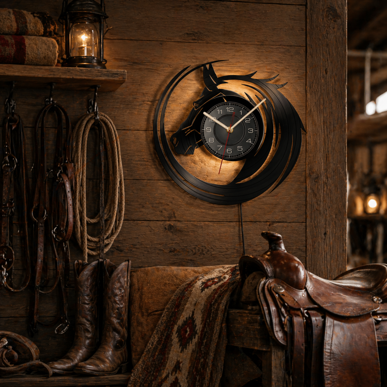 Mustang Spirit Abstract Horse Wall Clock