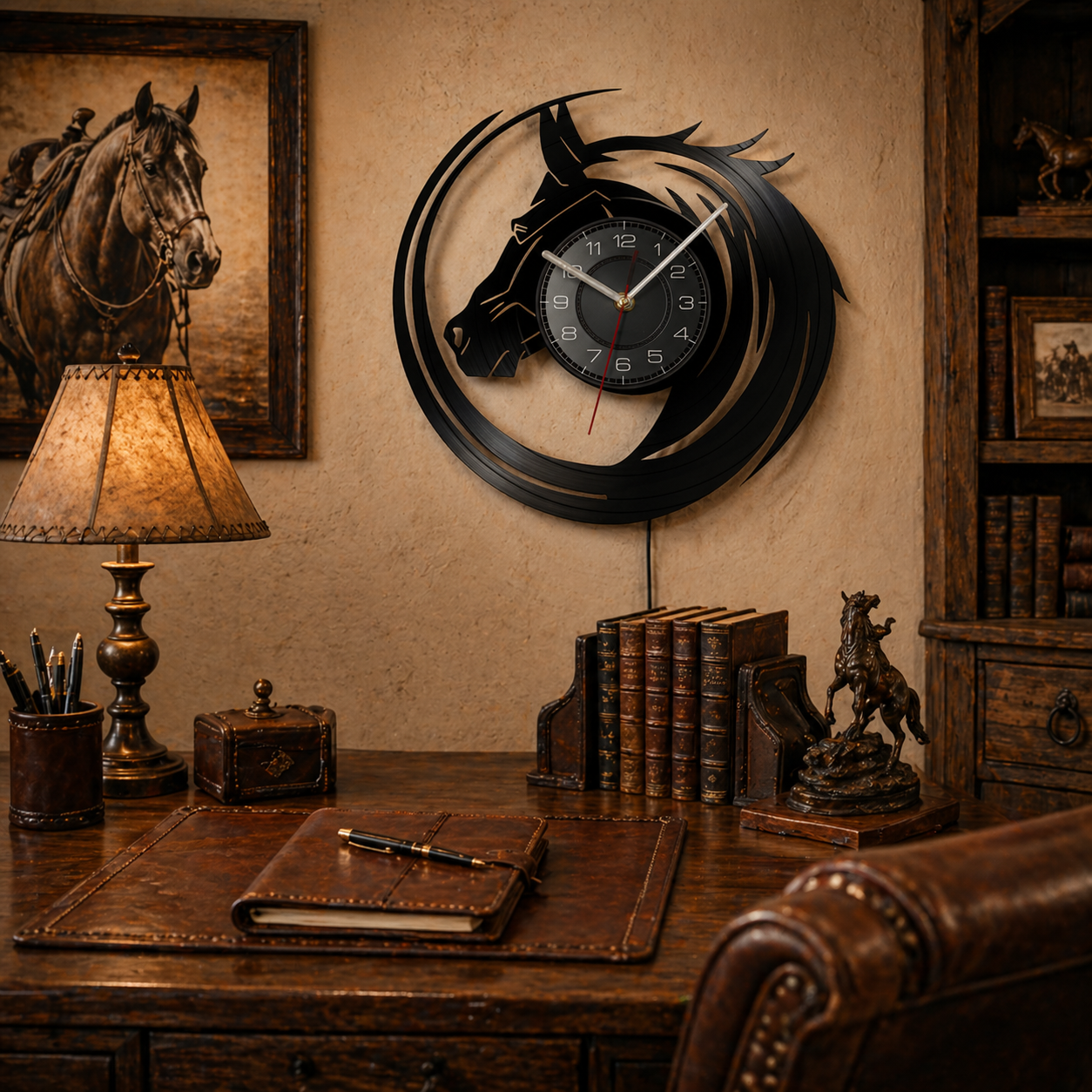 Mustang Spirit Abstract Horse Wall Clock
