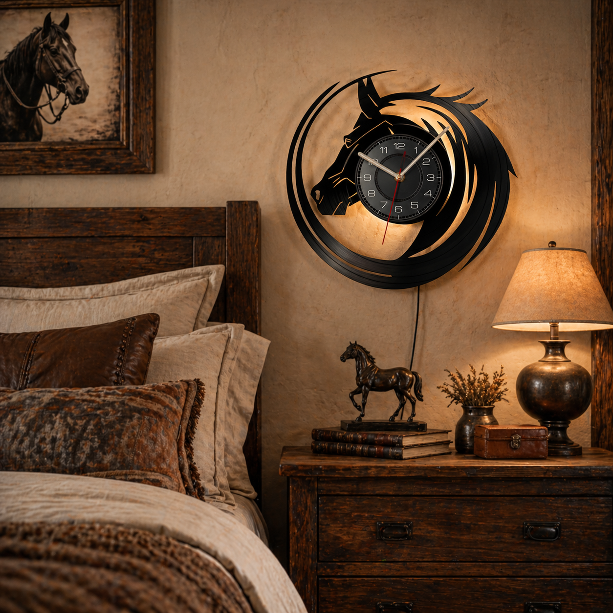 Mustang Spirit Abstract Horse Wall Clock