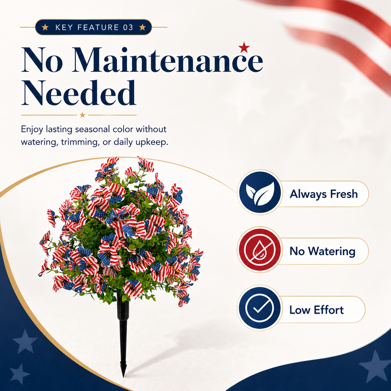 Stars & Stripes Patriotic Petunia Garden Stake