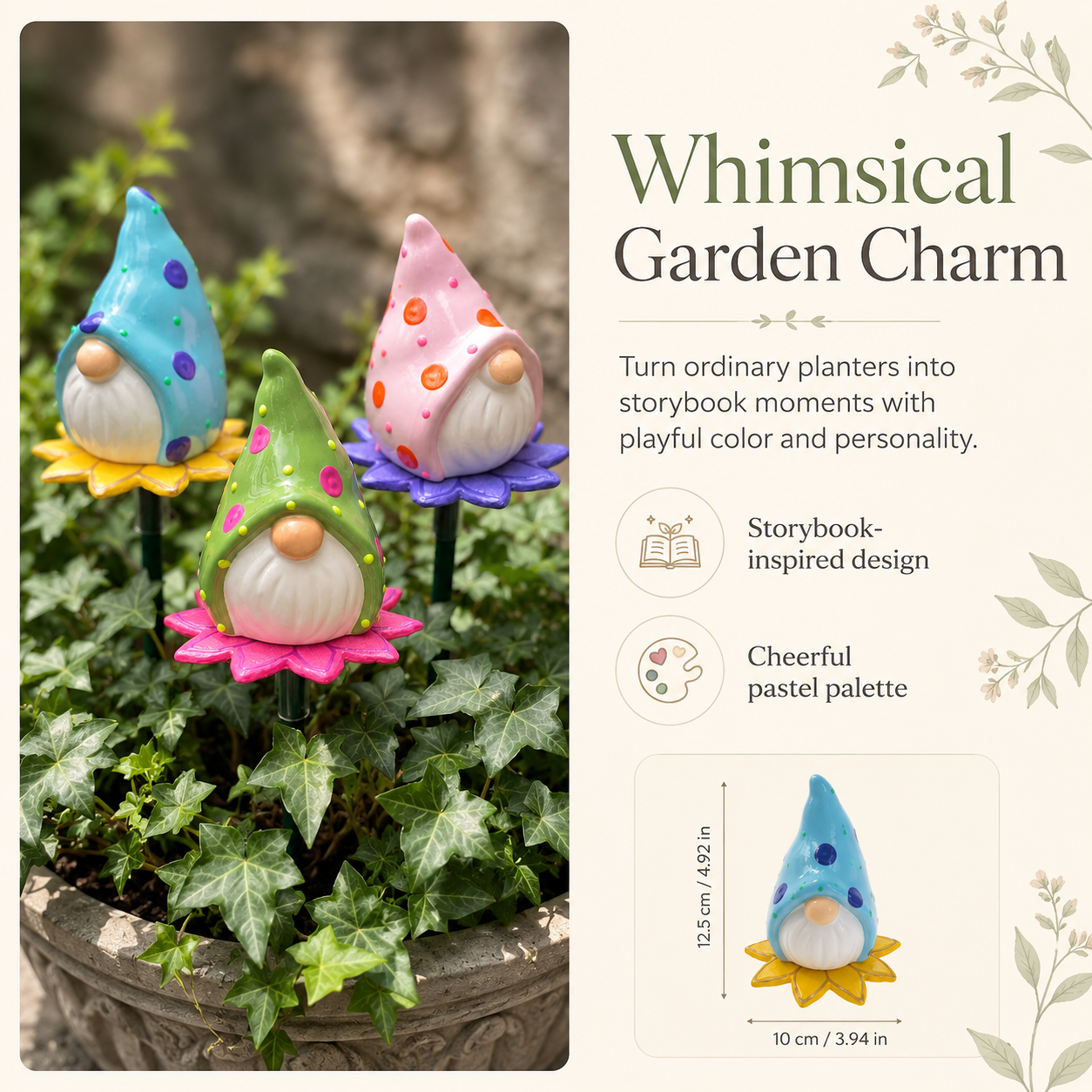 Blooming Gnome Garden Stakes