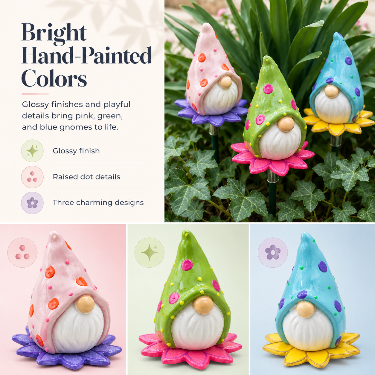 Blooming Gnome Garden Stakes