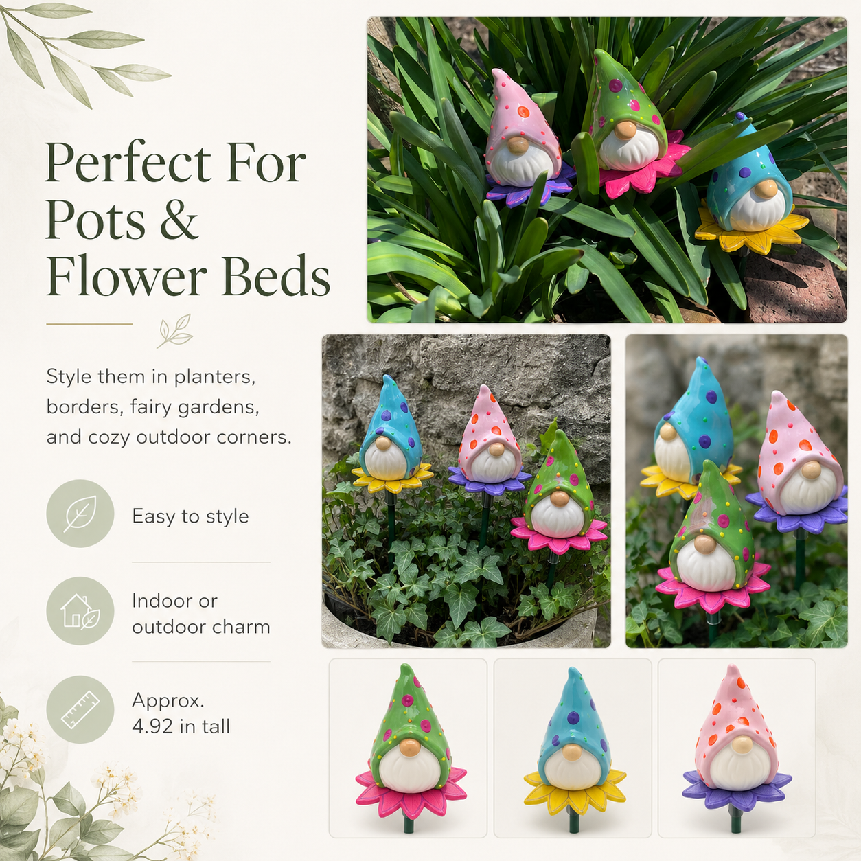 Blooming Gnome Garden Stakes