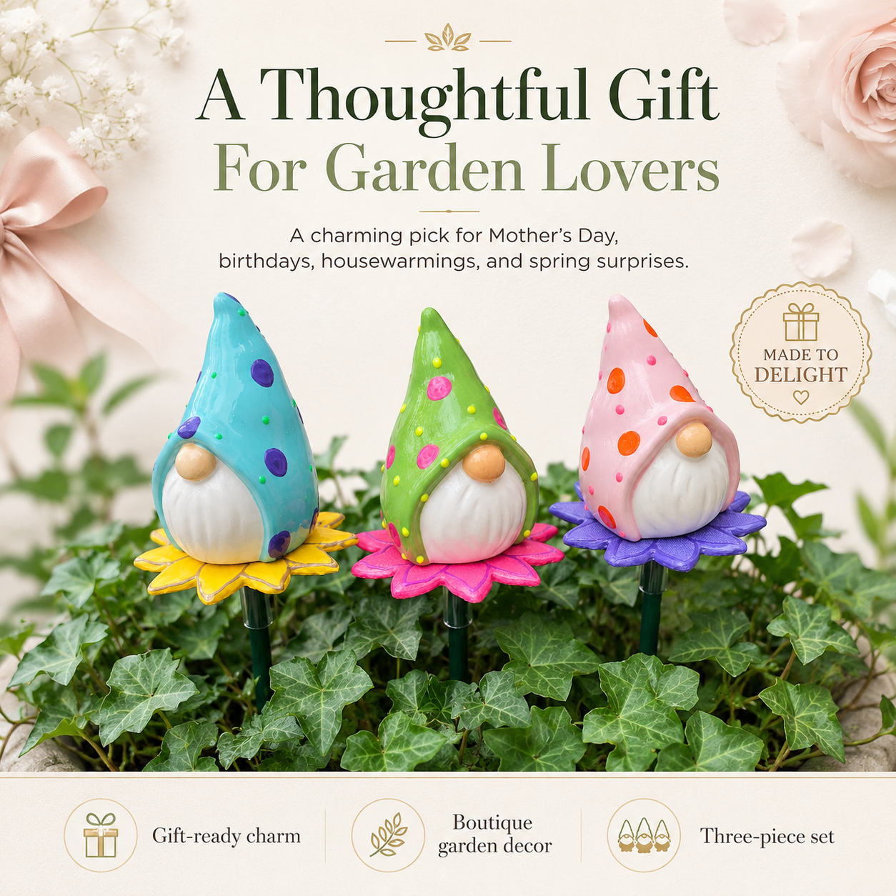 Blooming Gnome Garden Stakes