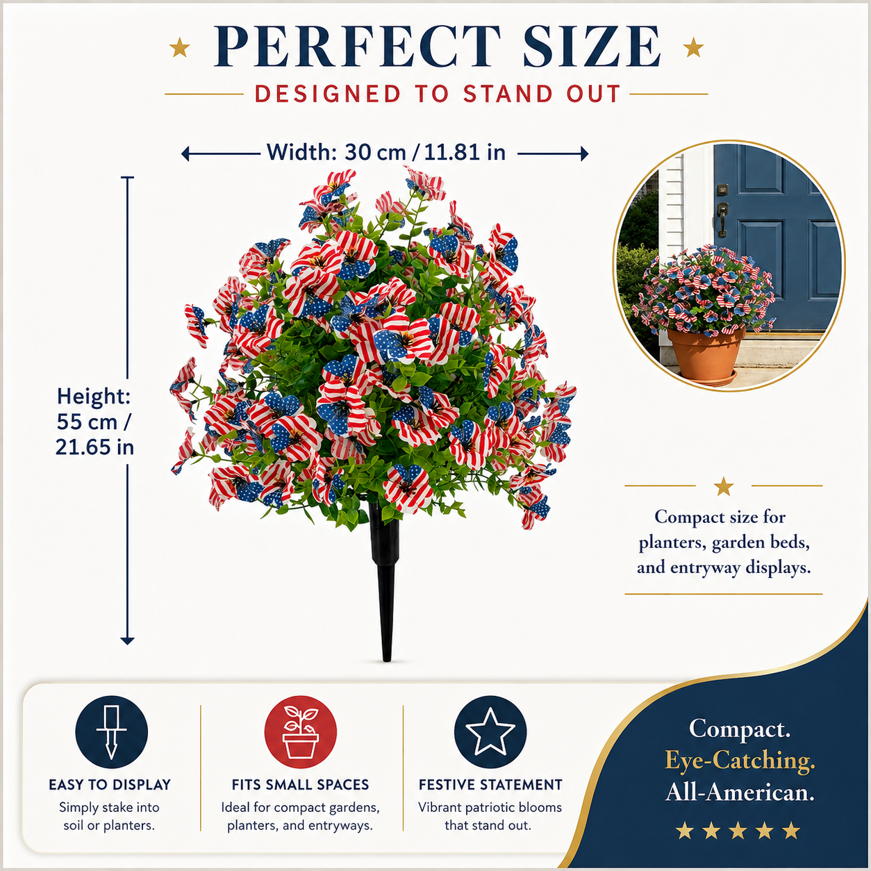 Stars & Stripes Patriotic Petunia Garden Stake