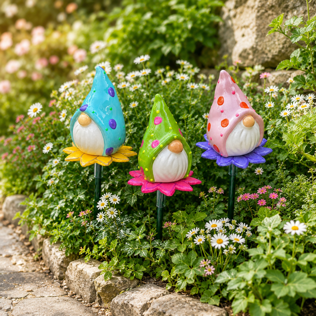 Blooming Gnome Garden Stakes