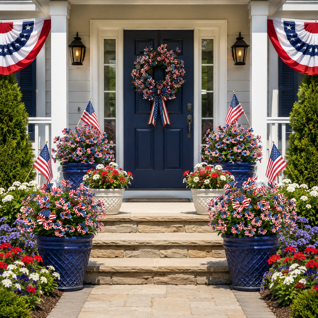 Stars & Stripes Patriotic Petunia Garden Stake