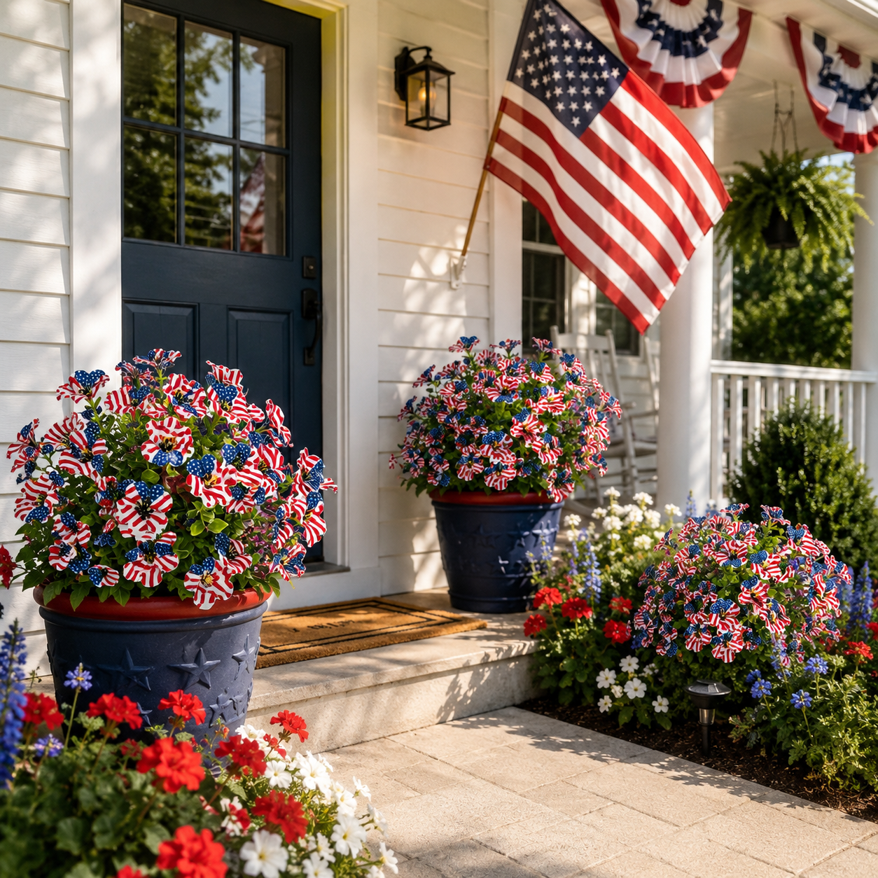 Stars & Stripes Patriotic Petunia Garden Stake