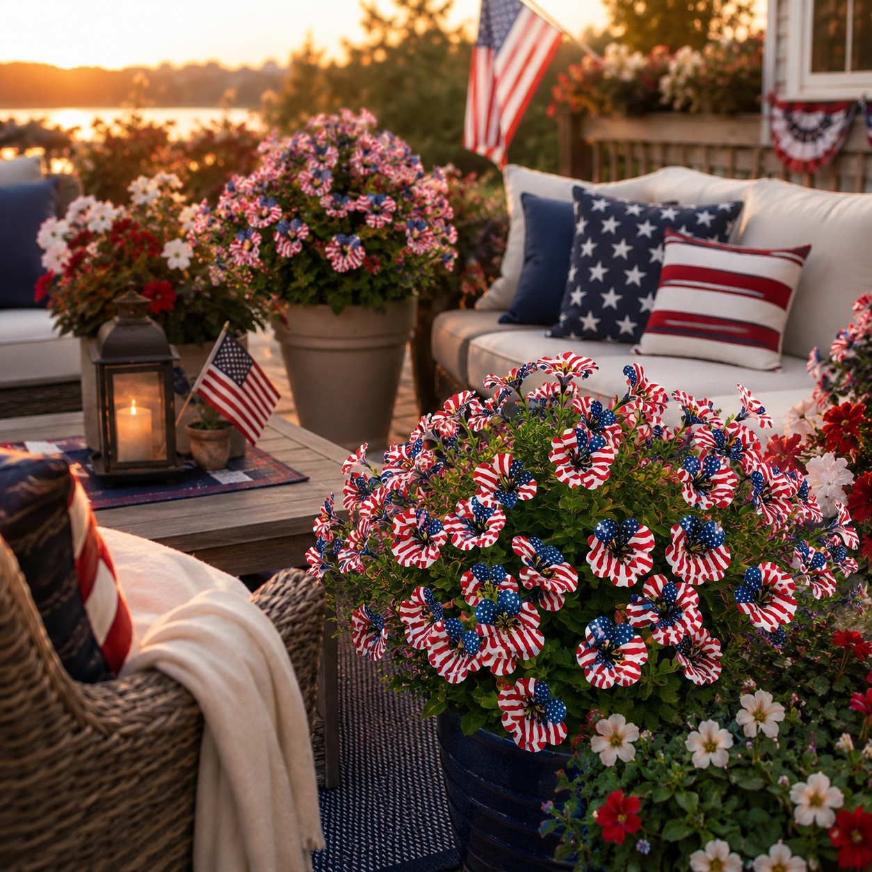 Stars & Stripes Patriotic Petunia Garden Stake