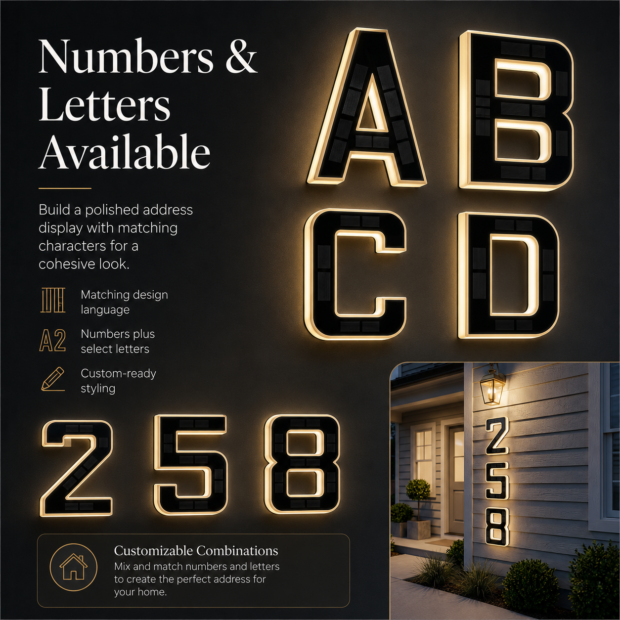 Modern Solar LED Illuminated House Number