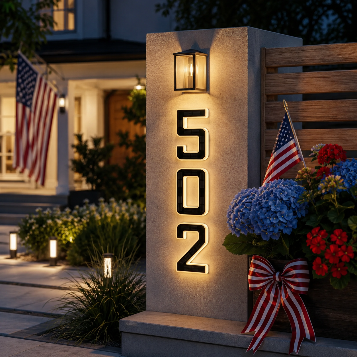 Modern Solar LED Illuminated House Number