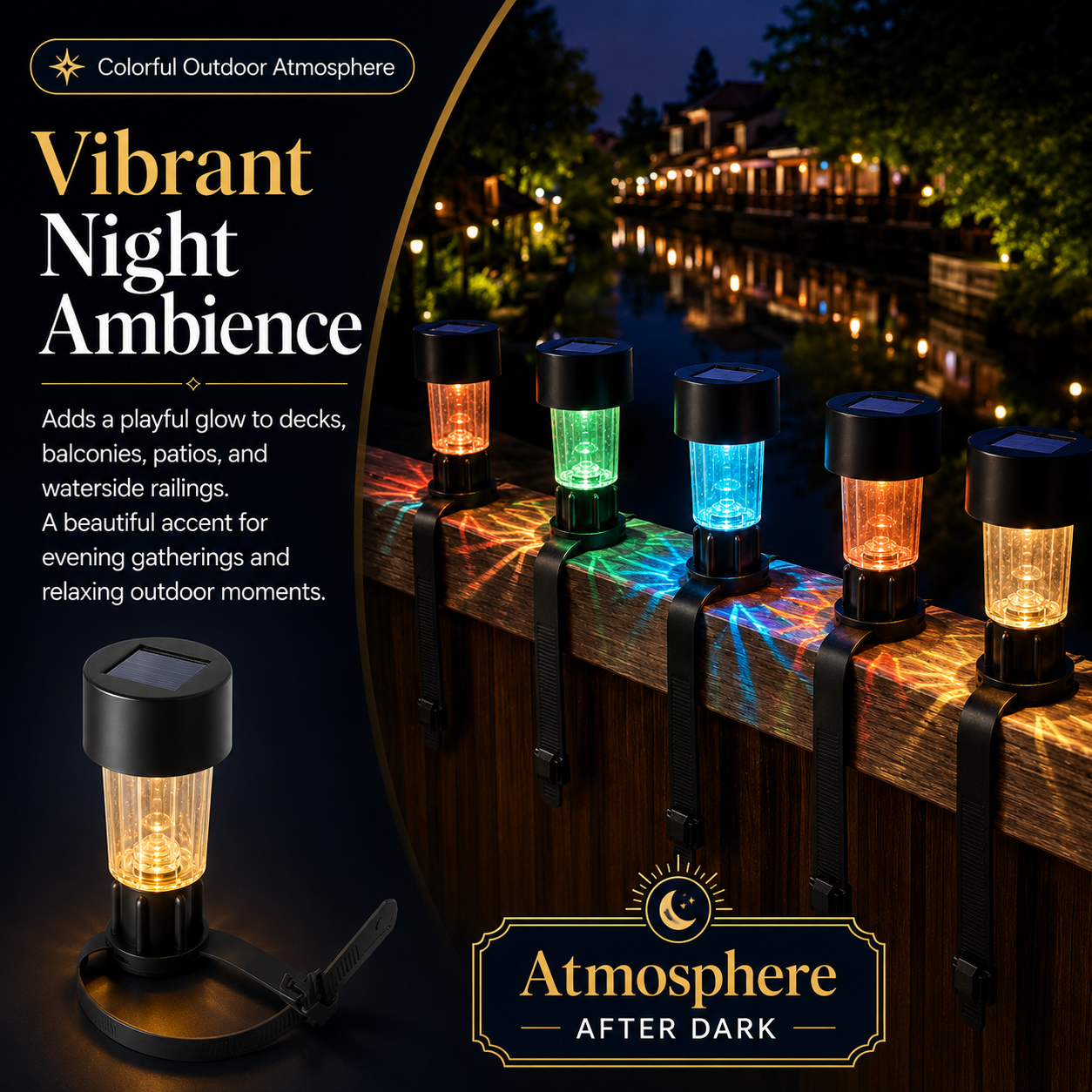 Solar Outdoor Railing Lights With Flexible Strap