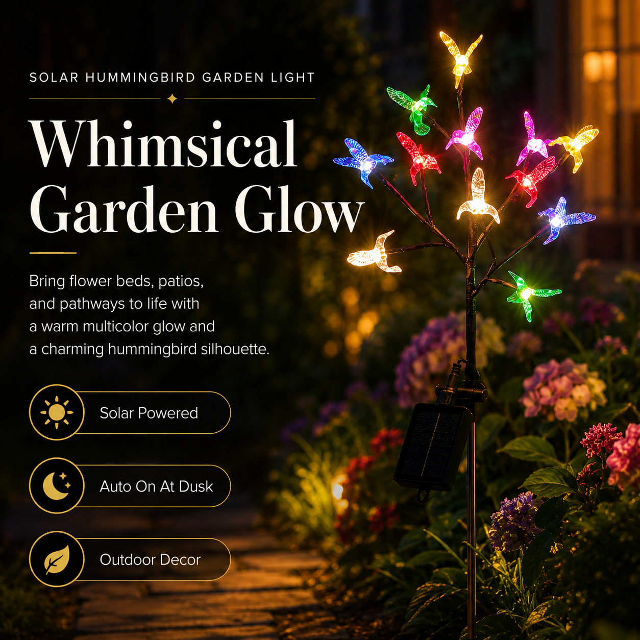 Solar Hummingbird Garden Stake Light