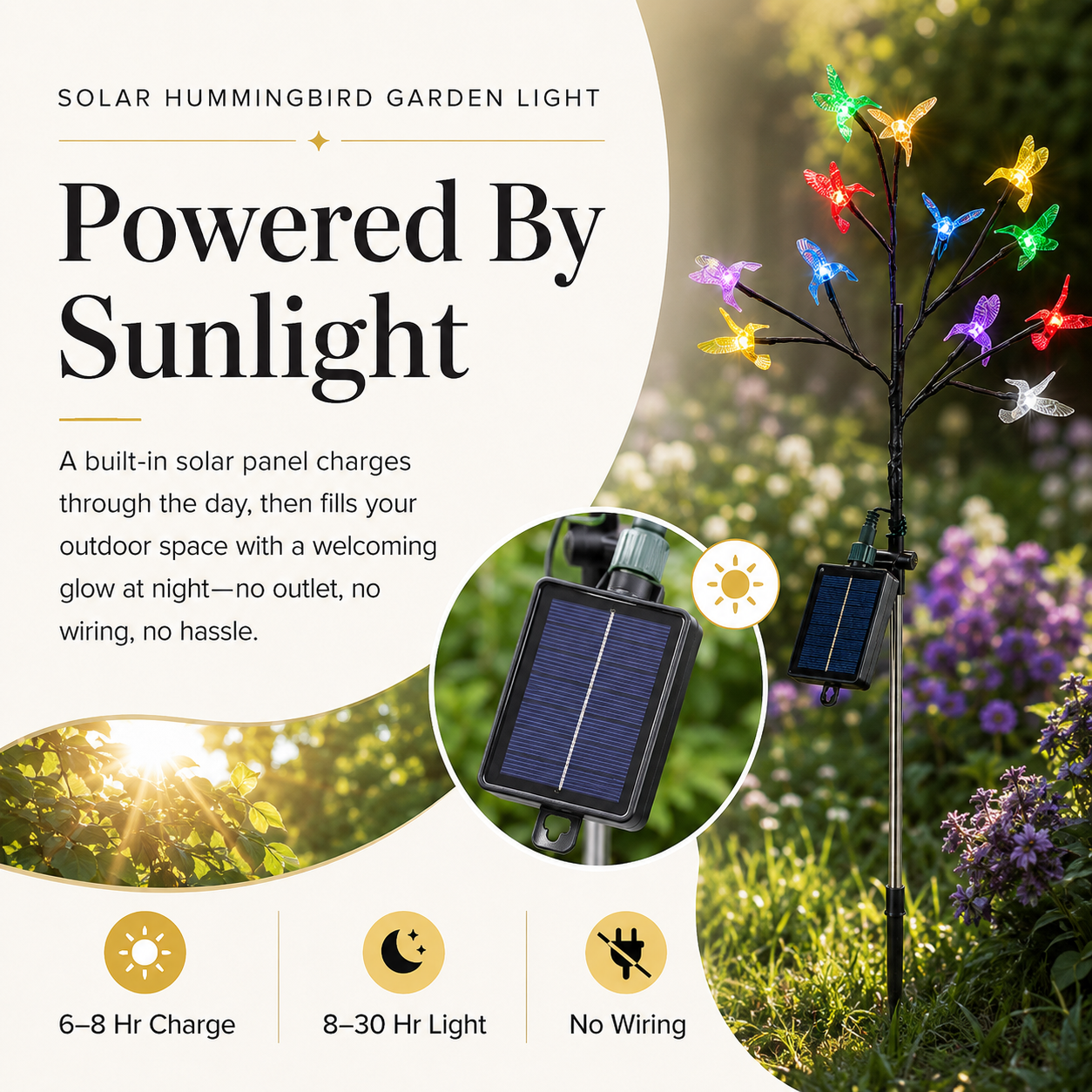 Solar Hummingbird Garden Stake Light