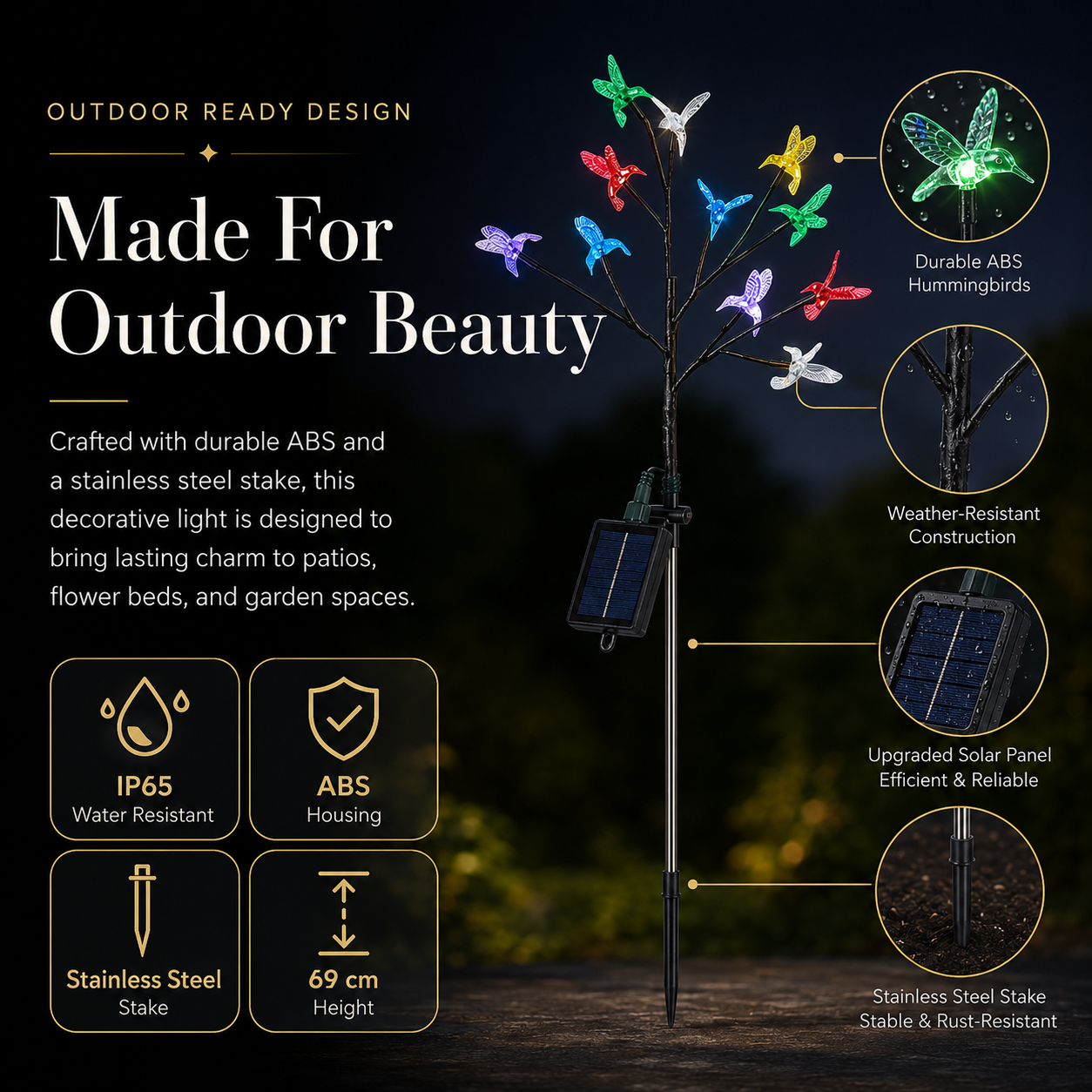 Solar Hummingbird Garden Stake Light