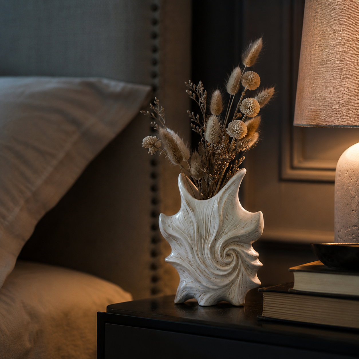 Sculpted Conch Shell Ceramic Vase