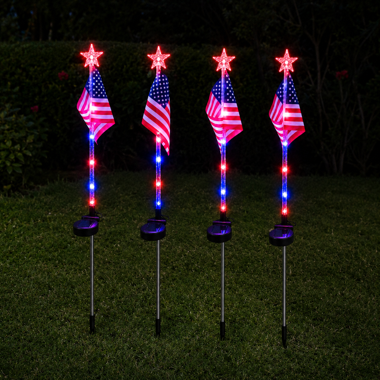 Solar Patriotic American Flag Stake Light