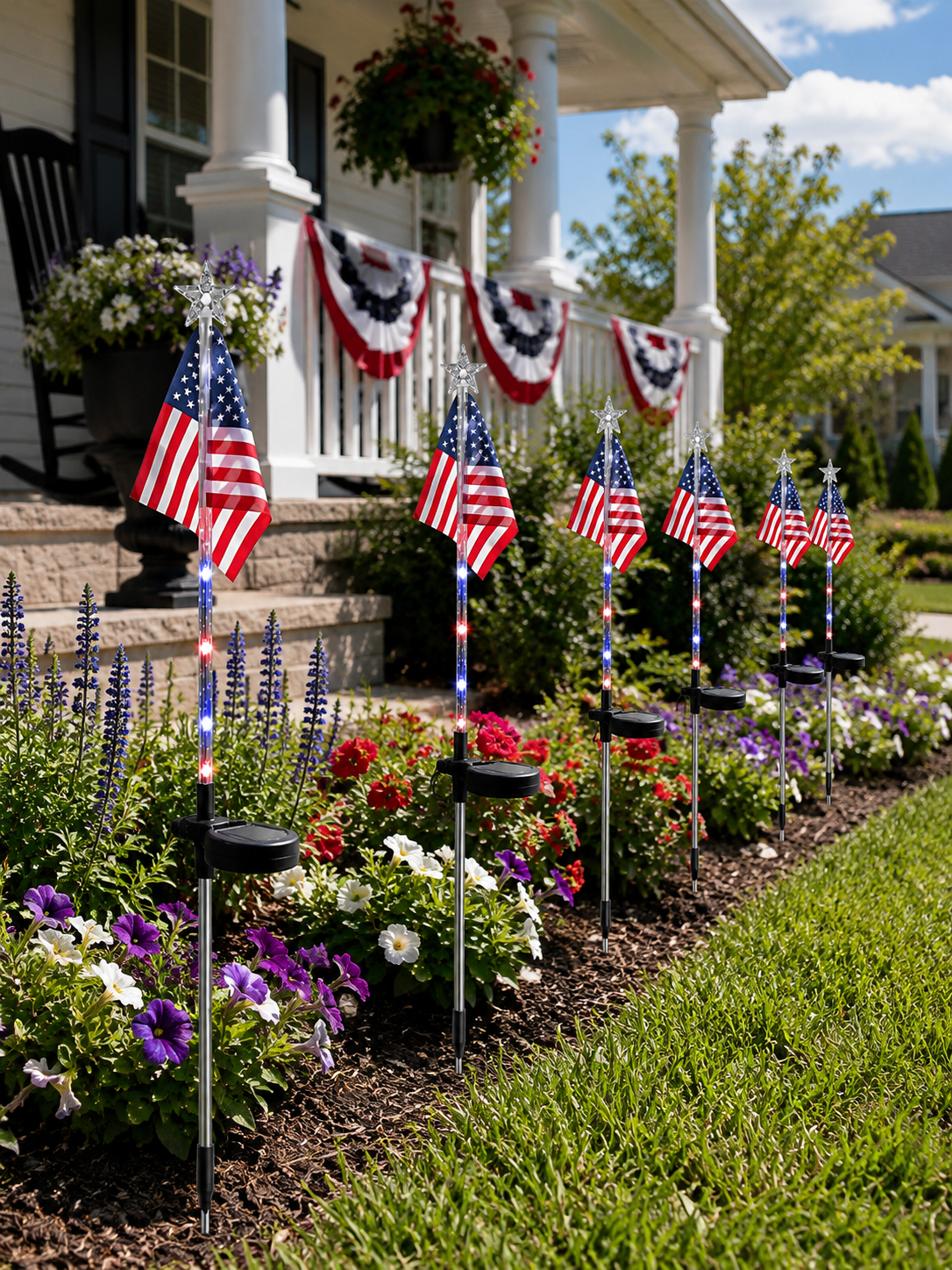 Solar Patriotic American Flag Stake Light