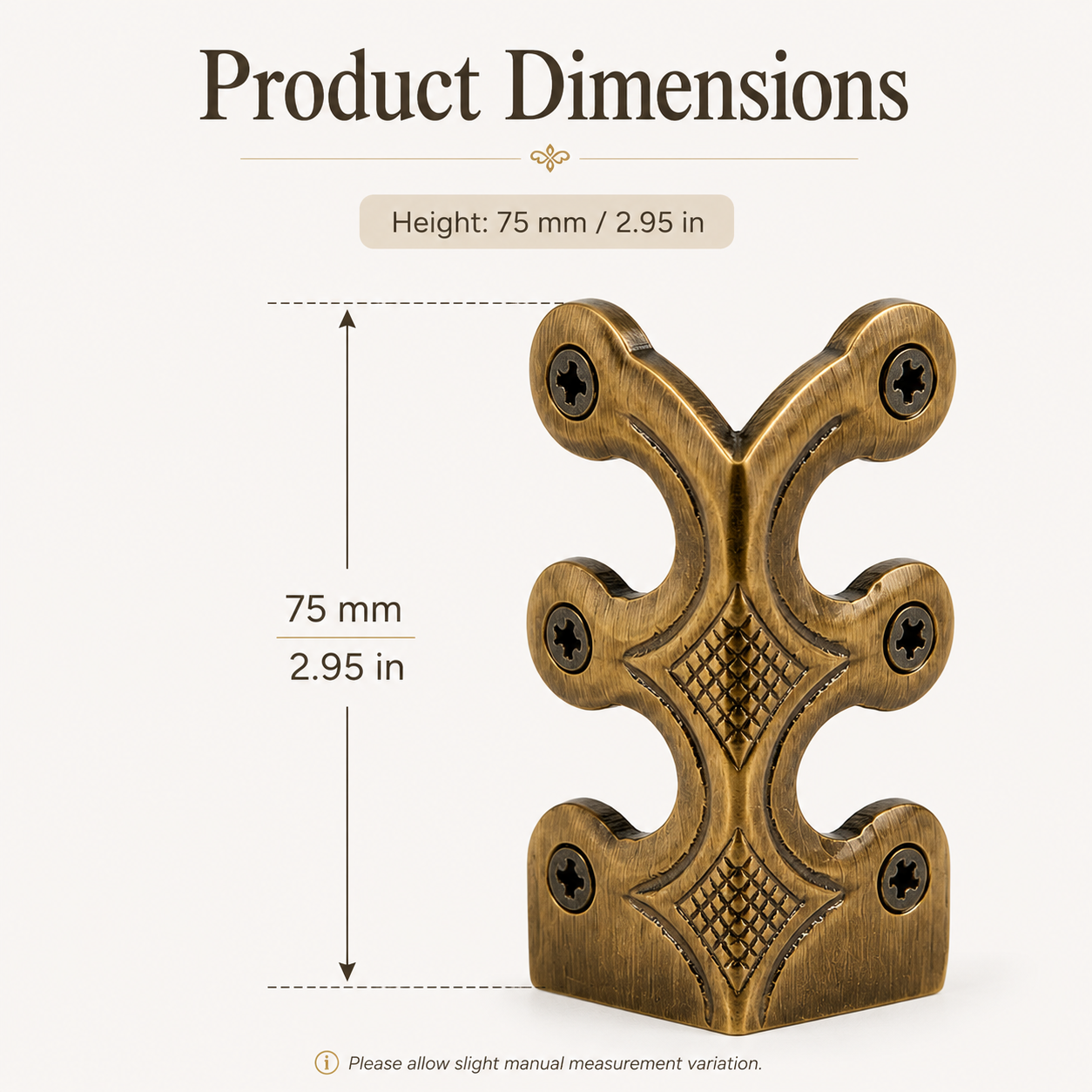 Skiffer Skirting Board Corner Protector Antique Brass 75mm