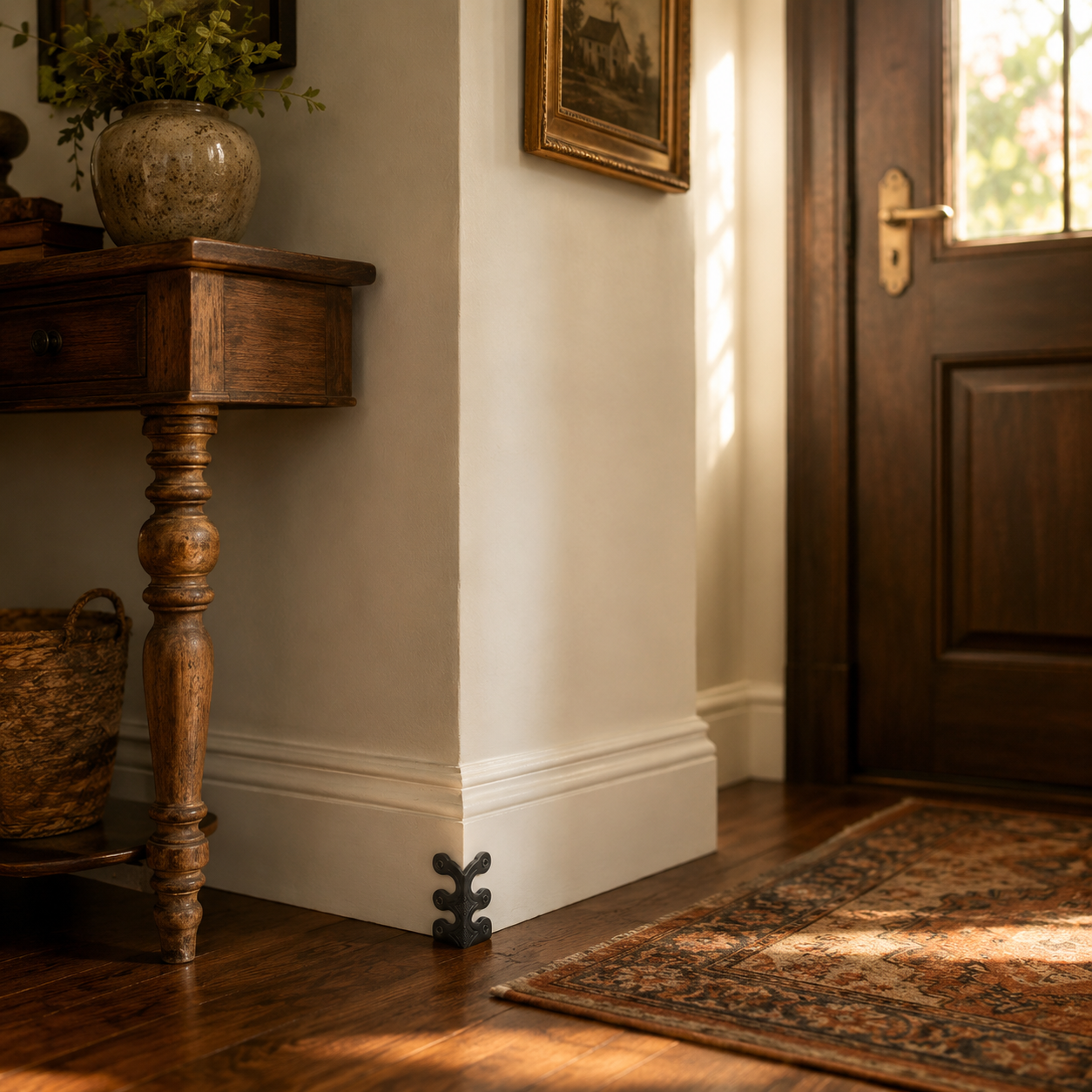 Skiffer Skirting Board Corner Protector Antique Brass 75mm
