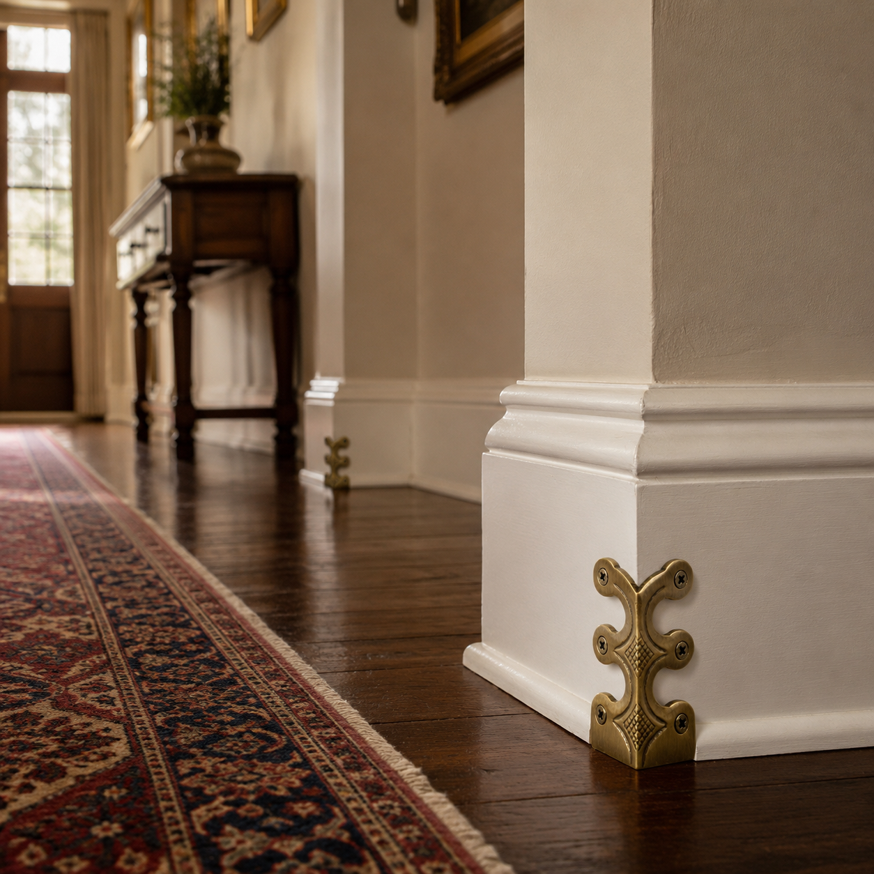 Skiffer Skirting Board Corner Protector Antique Brass 75mm