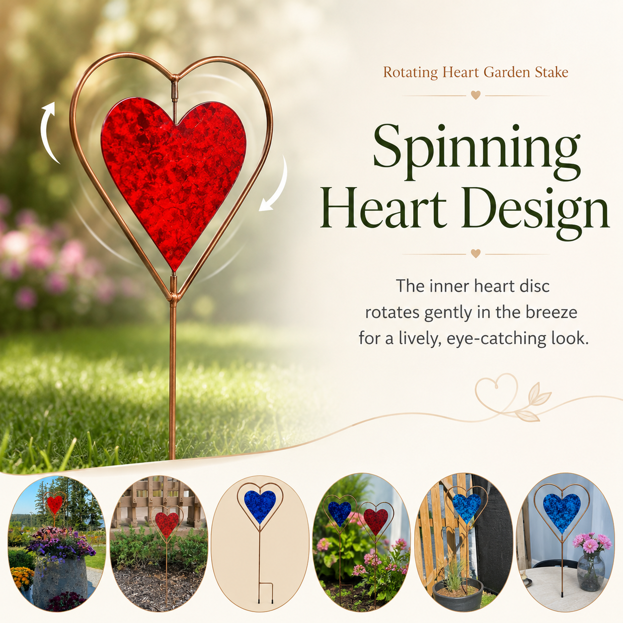Rotating Heart Garden Stake