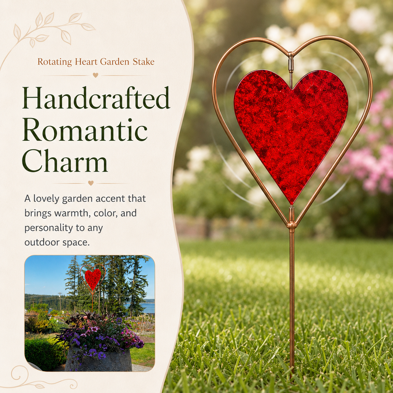 Rotating Heart Garden Stake