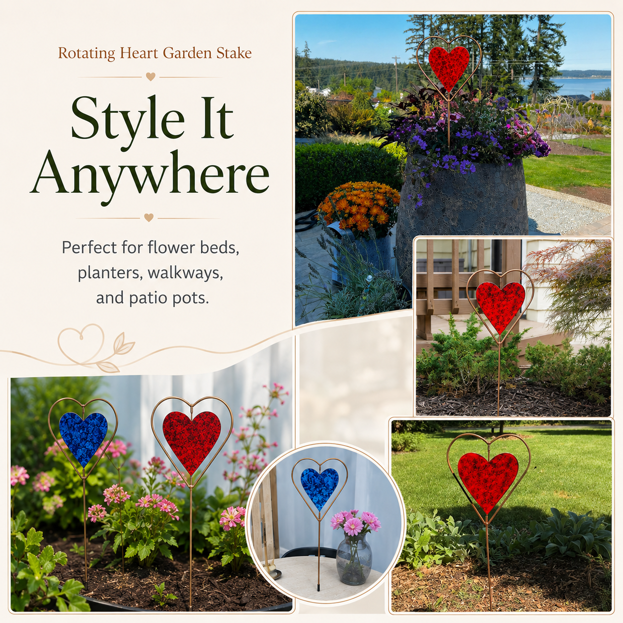 Rotating Heart Garden Stake