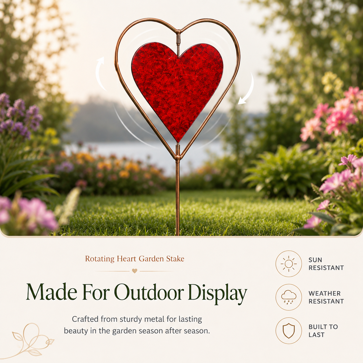 Rotating Heart Garden Stake