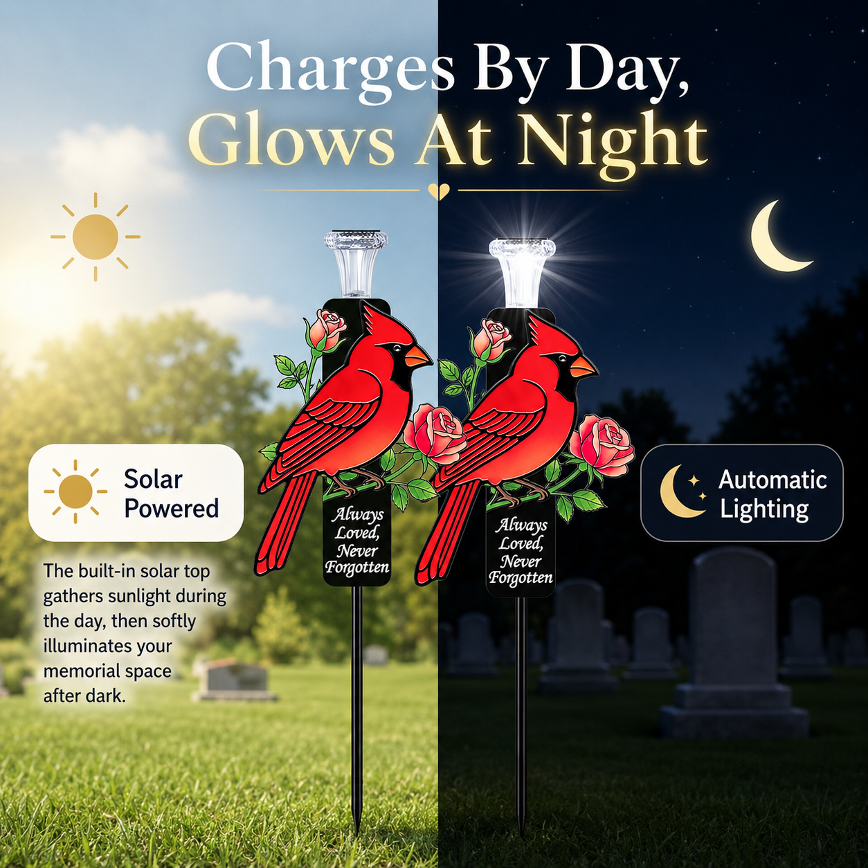 Cardinal Memorial Solar Garden Stake Light