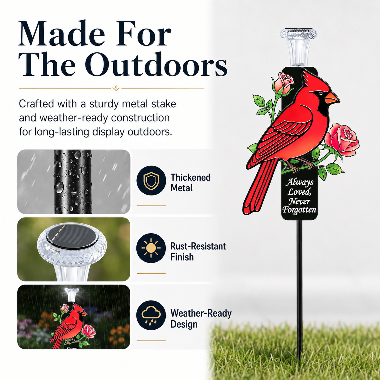 Cardinal Memorial Solar Garden Stake Light