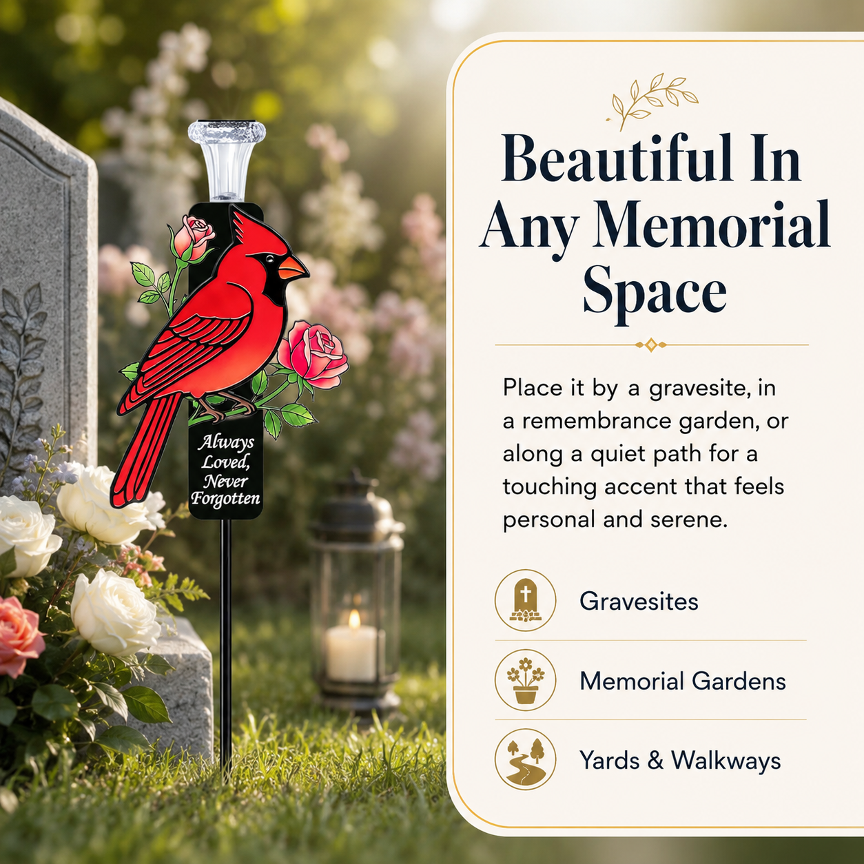 Cardinal Memorial Solar Garden Stake Light