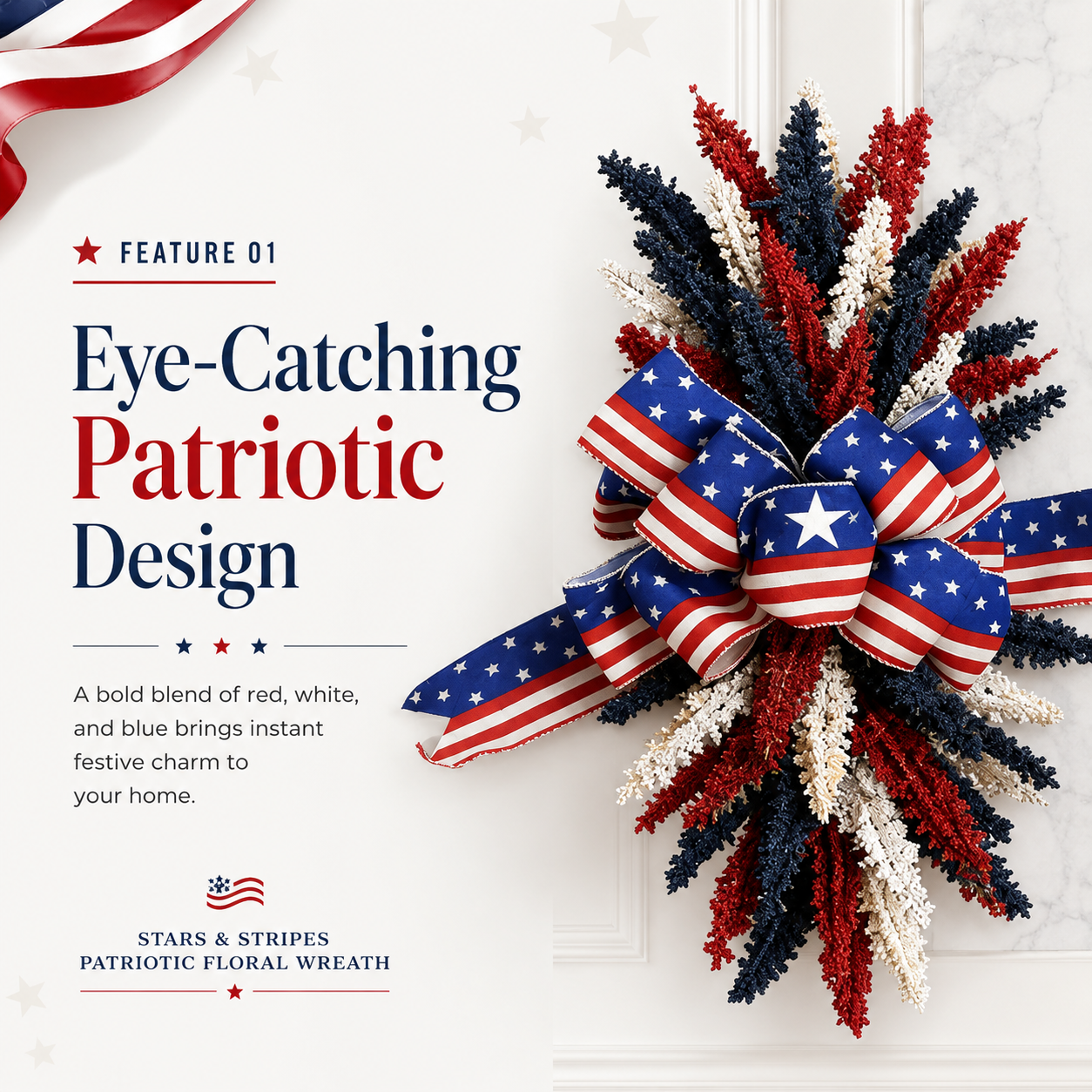 Stars & Stripes Patriotic Floral Wreath