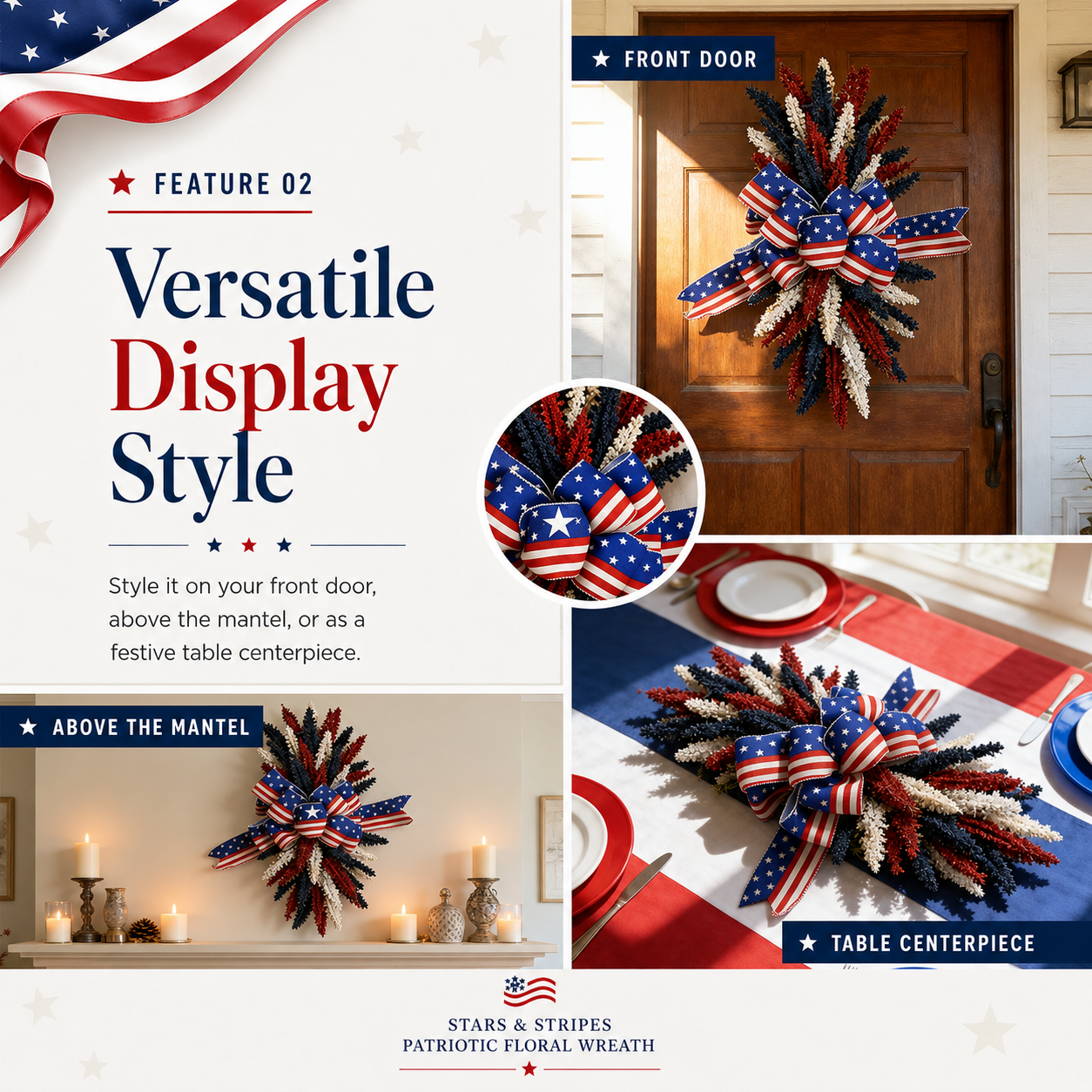 Stars & Stripes Patriotic Floral Wreath