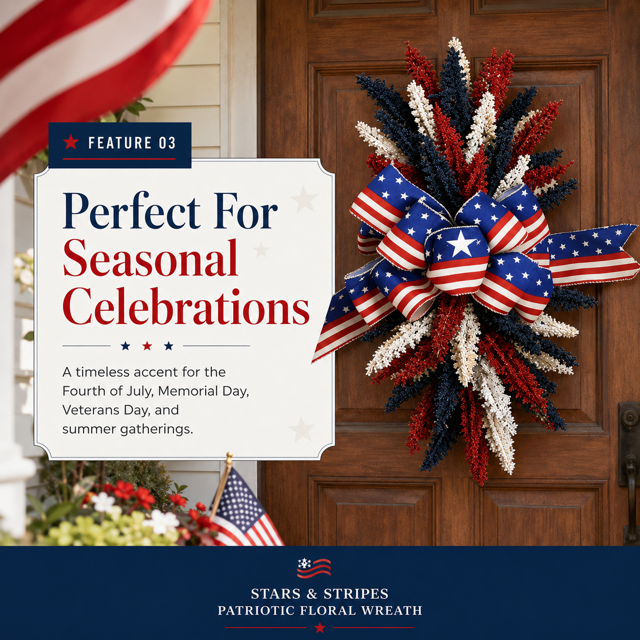 Stars & Stripes Patriotic Floral Wreath