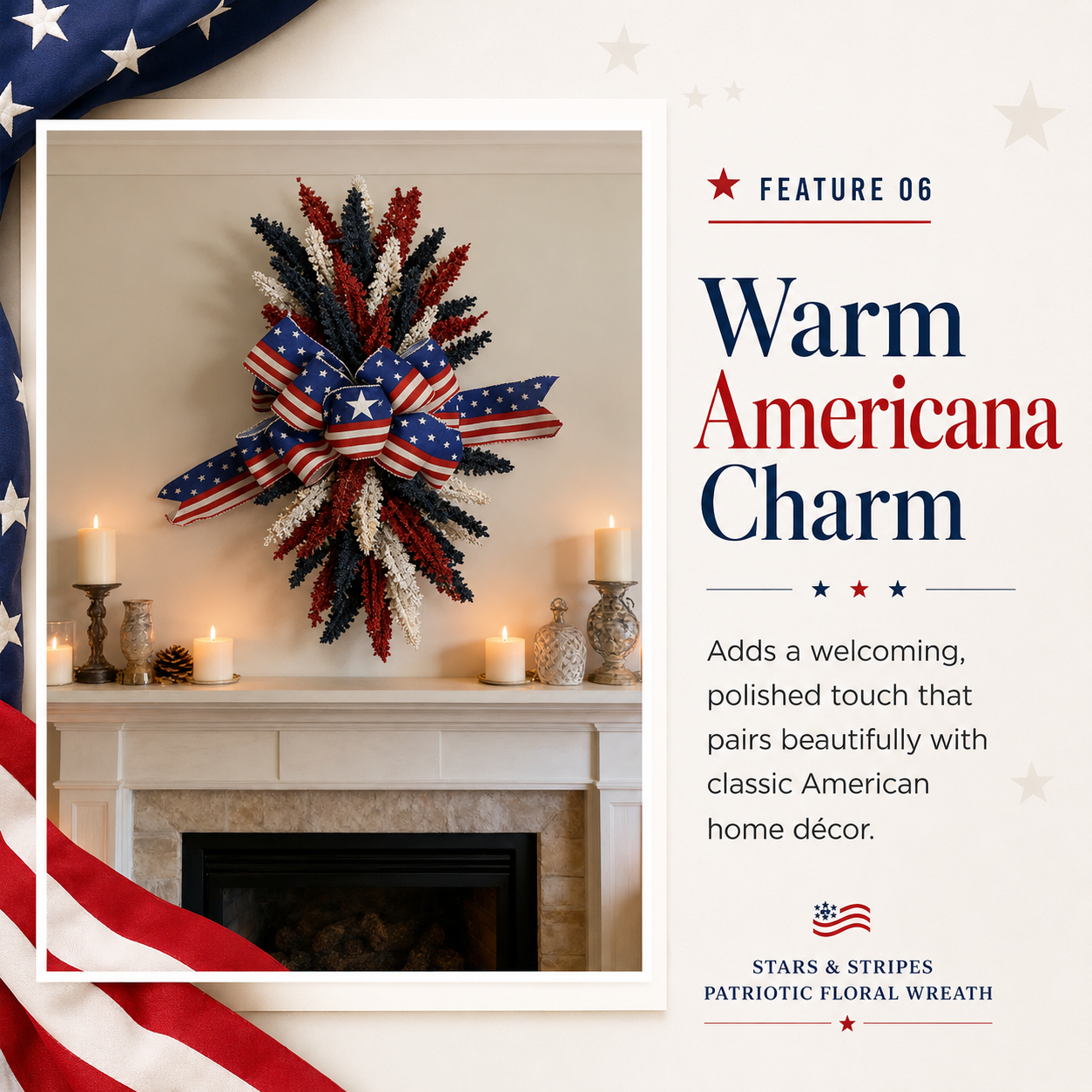 Stars & Stripes Patriotic Floral Wreath